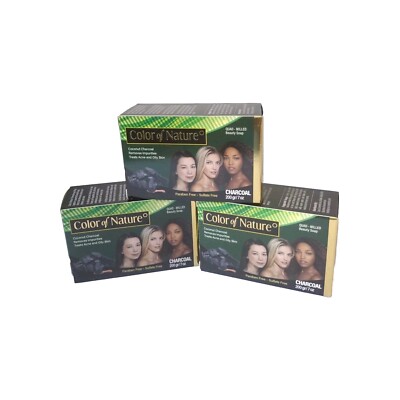 3 Color Of Nature, Coconut Charcoal Detoxifying Soap With Vitamin E / 200 g Each