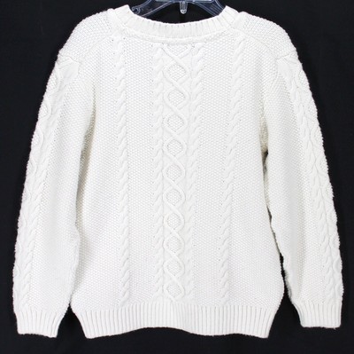 Janie & Jack Cable Knit Sweater Boys Sz 5 Ivory Pullover Cotton Wool Blend