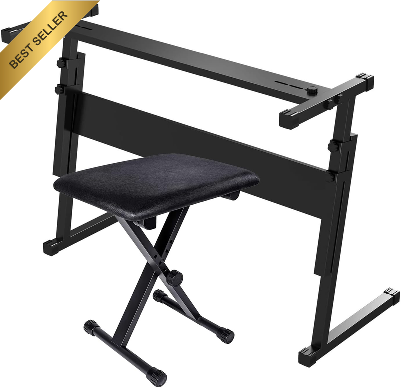 Piano Keyboard Stand & Adjustable Piano Bench, Adjustable Z-Shaped Keyboard Stan