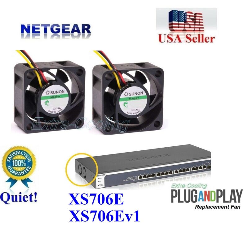 Set Of 2x Replacement Fans For Netgear Xs706e Xs706ev1