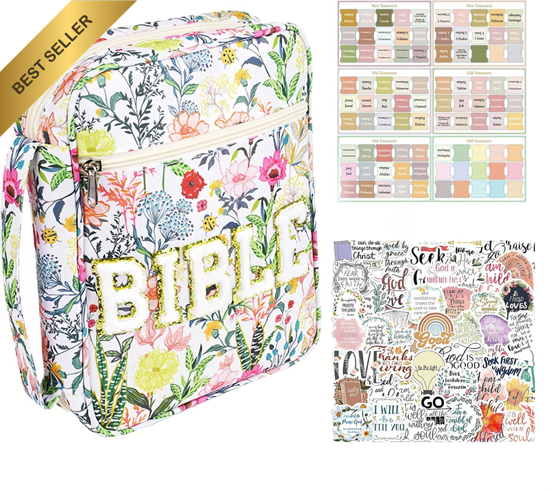 Bible Cover Case for Women with No Bleed Sticky Tabs, Bible Tabs, Bible Carrying