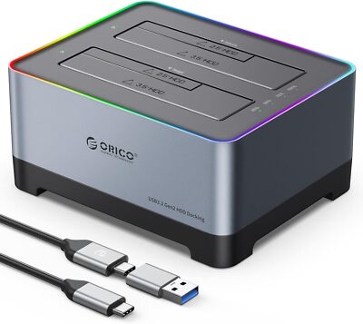 ORICO 2.5/3.5 inch HDD SSD Hard Drive Docking Station USB 3.2 Gen 2 to SATA RGB