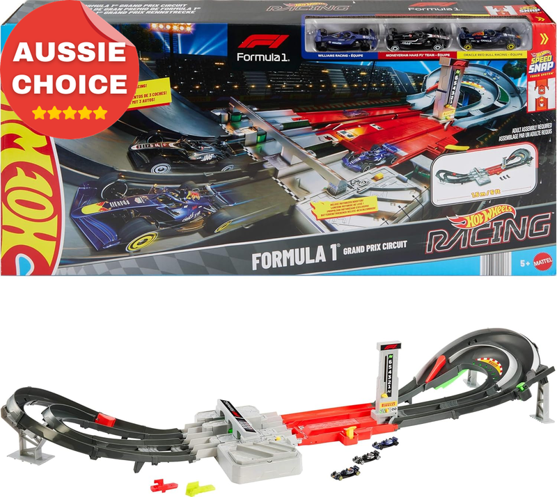 Formula 1 Grand Prix Toy Car Track Set 3 Cars 1:64 Scale Motorized Racing
