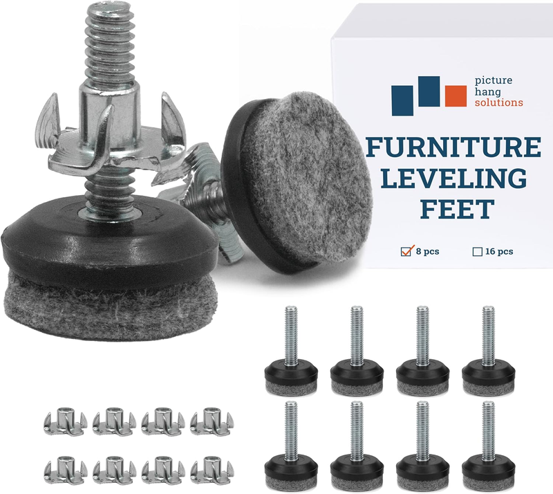 Leveling Feet 1/4-20 for Furniture Tables Chairs Cabinets Beds 8Pk