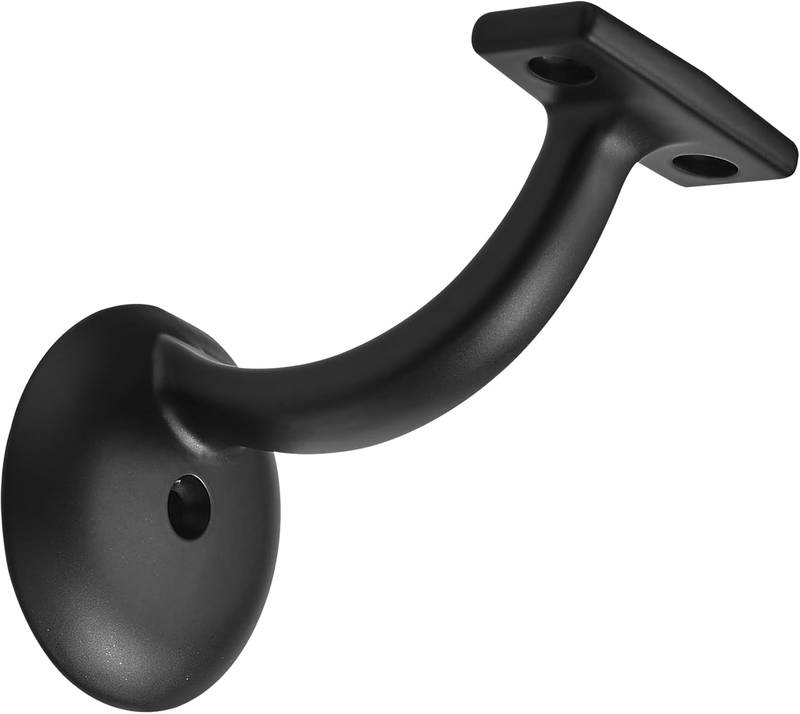 6 Pack Matte Black Hand Rail Bracket Heavy Duty Hardware for Stairways, Home or