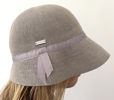 NEW Women s Kangol Bamboo Cloche Hat, Gray Beige, Adult Medium