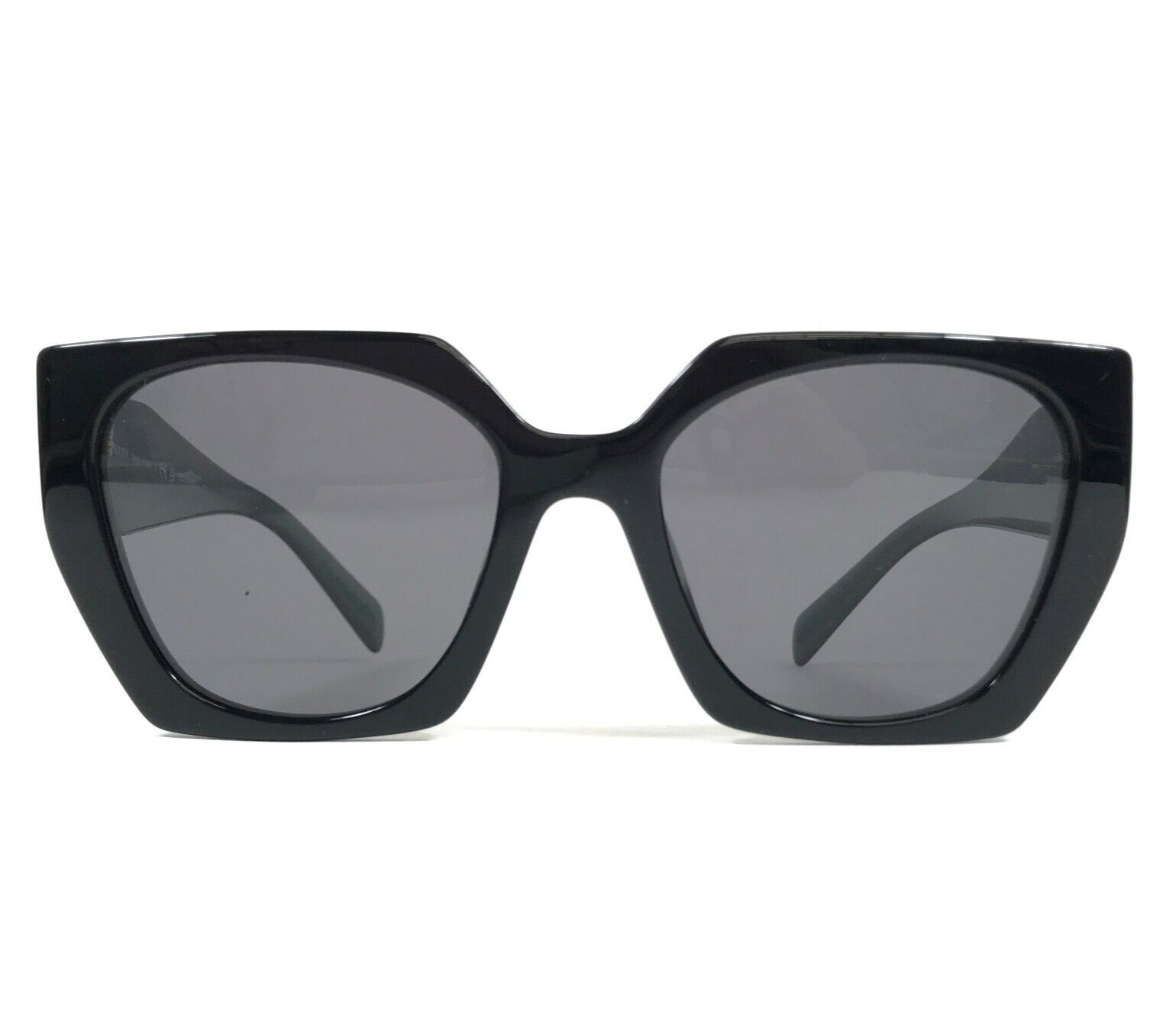 Pre-owned Prada Sunglasses Spr15w 1ab-5z1 Black Green Butterfly Frames With Gray Lenses