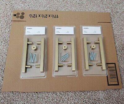 IKEA GRIBBOL Brass Gold Color Cabinet Handle Pulls 5 1/2 '' 2 PACK