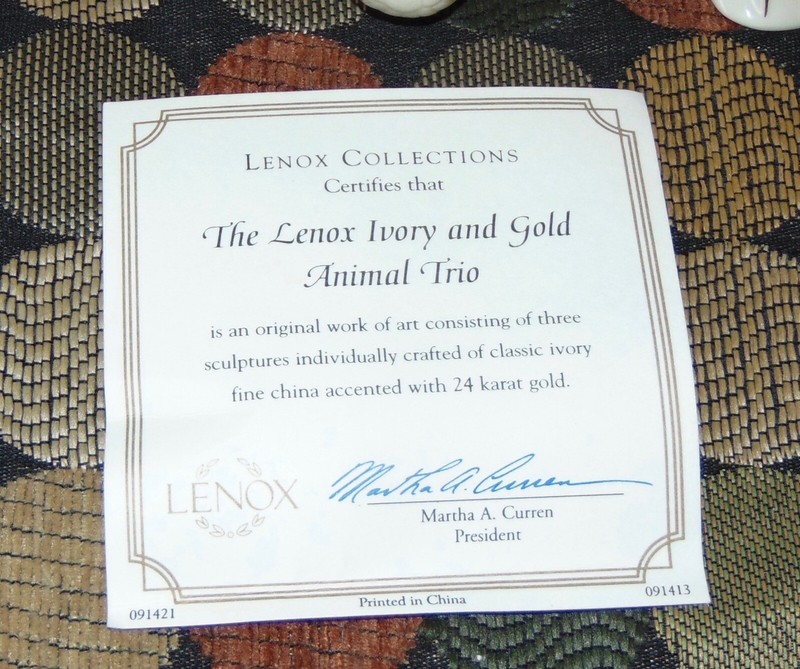 Vintage LENOX Figurines 24K GOLD DECORATION ANIMAL TRIO Dolphin ELEPHANT Swan
