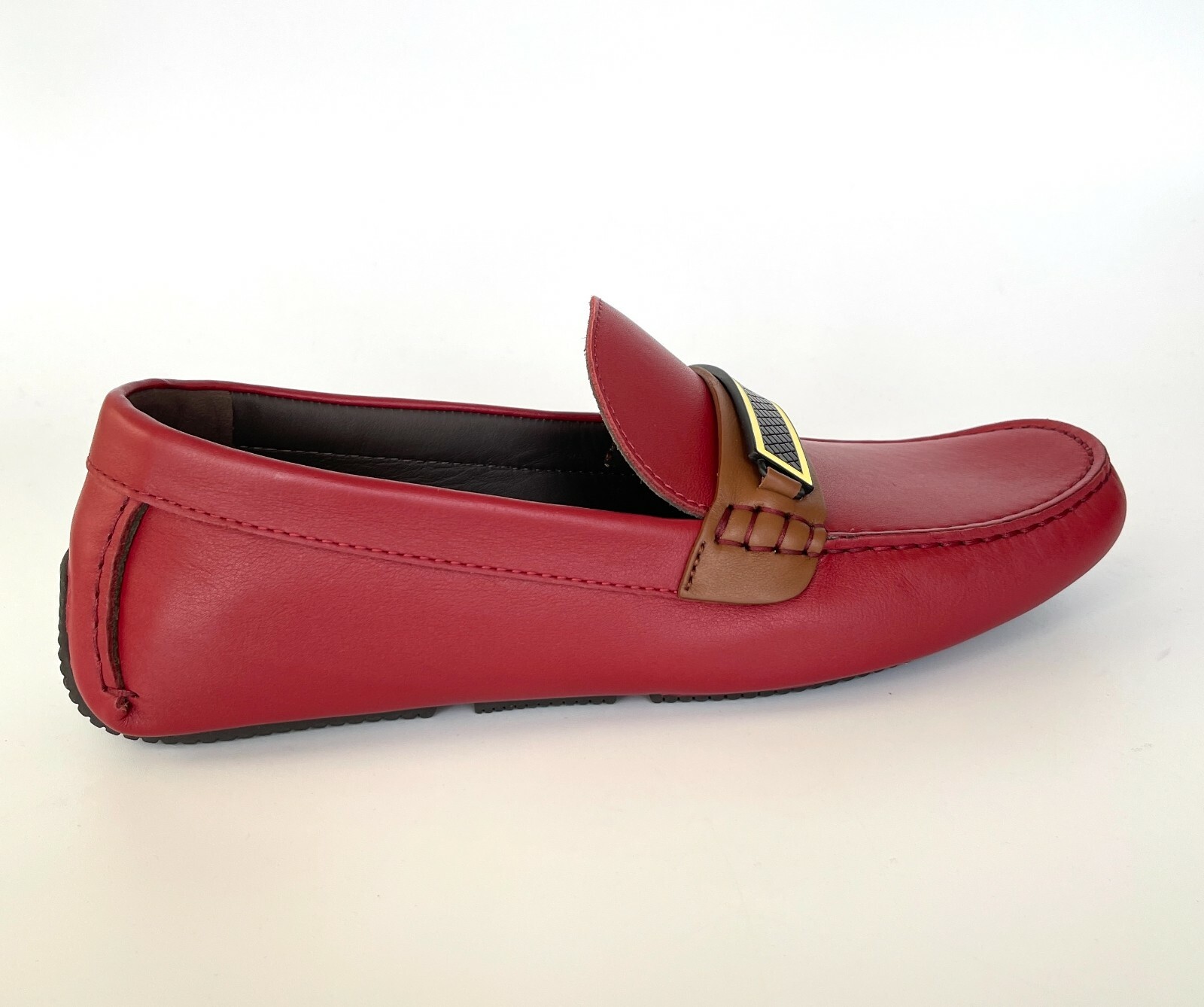 Pre-owned Bottega Veneta Men's Tennis Calf Leather Red Driver Shoe, 548292