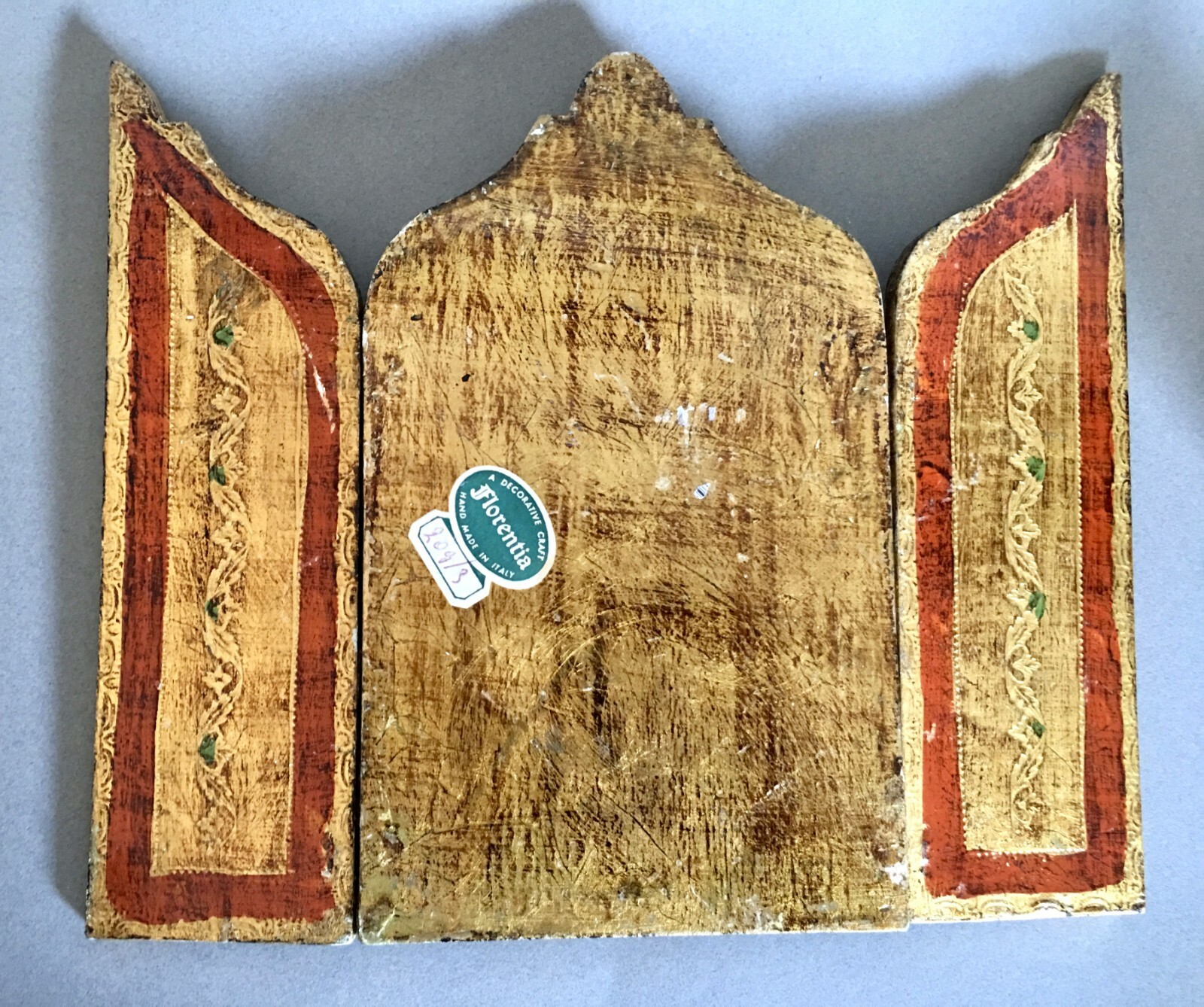 Florentia Italy Florentine Religious Icon Triptych Madonna Gilt Gold Paint