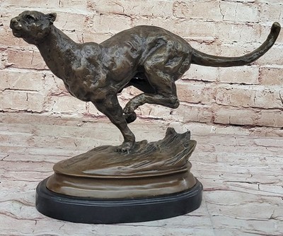 BrownPatina Stalking Puma: Milo`s Signed Bronze Sculpture - Classic Artwork Deal