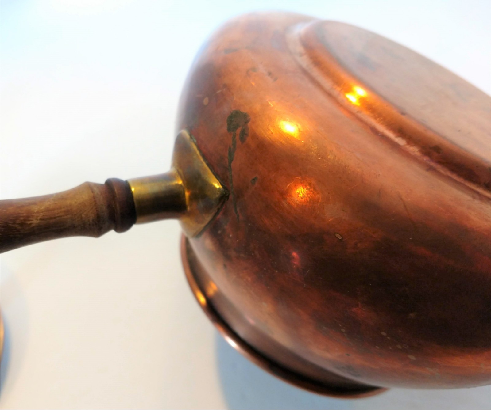 Vintage Copper Saucepan Wood Handle Tagus Portugal Tin Lined Country Farmhouse