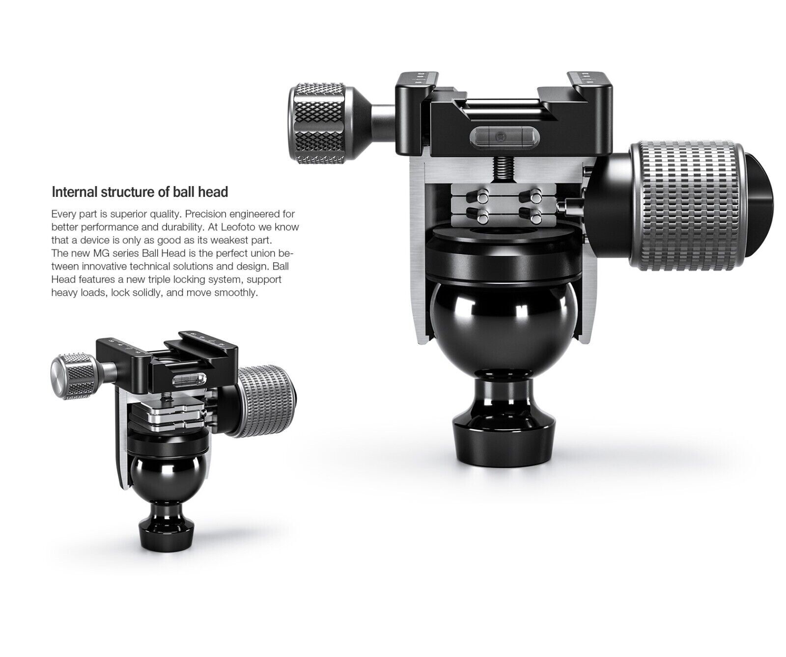 Leofoto MG-40 40mm Rifle Ball Head With Dual Arca / Picatinny Clamp