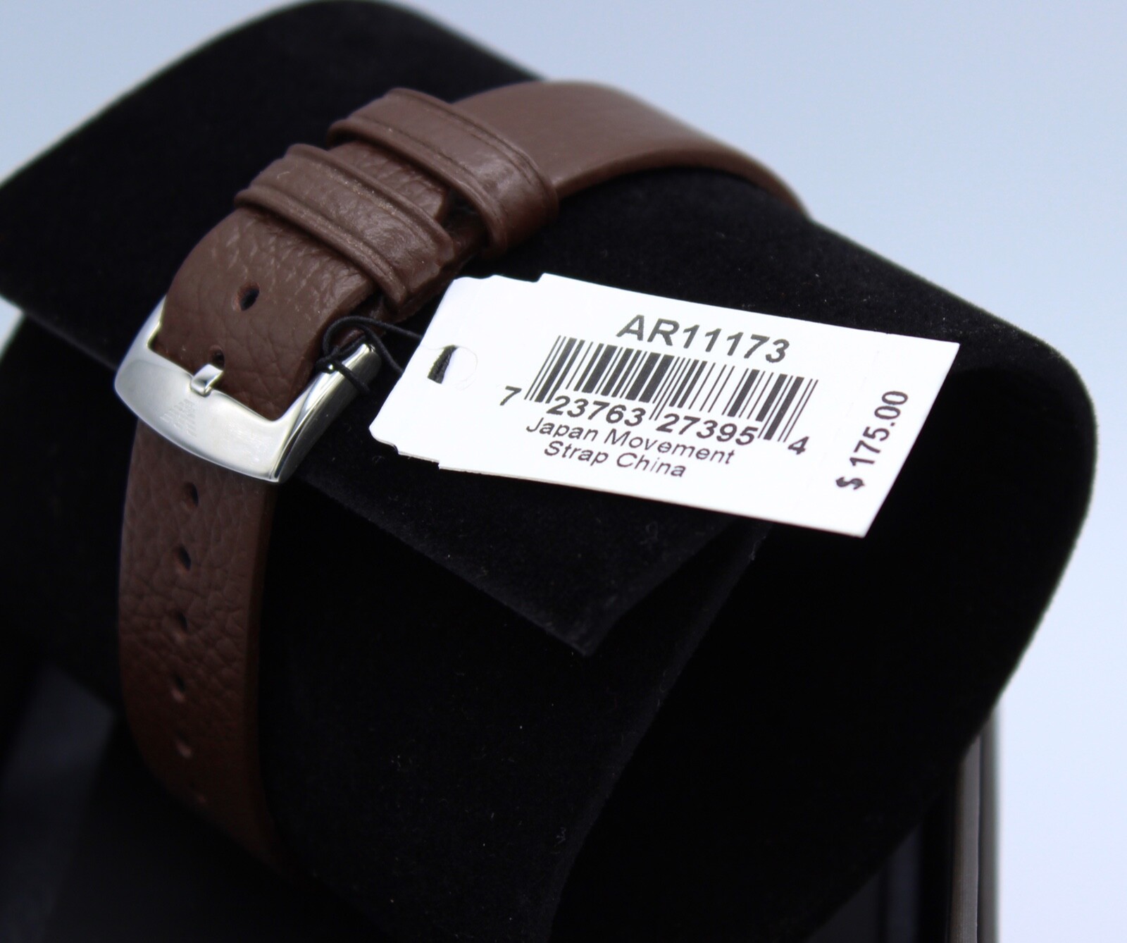 NEW AUTHENTIC EMPORIO ARMANI KAPPA SILVER BROWN LEATHER MEN'S AR11173 WATCH