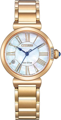 Pre-owned Citizen Em1063-89d Mother Of Pearl Dial Round Collection Eco-drive Watch Women