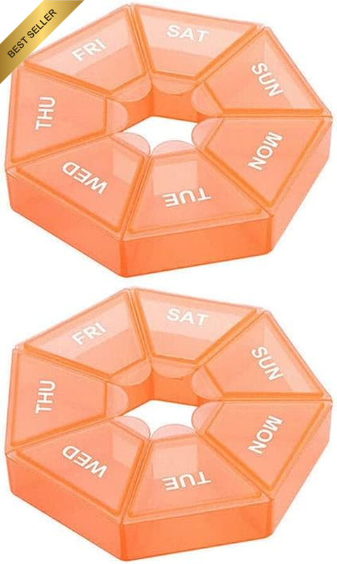 2PCS 7Day Pill Box Medicine Storage Tablet Container Case Organizer Dispenser, D