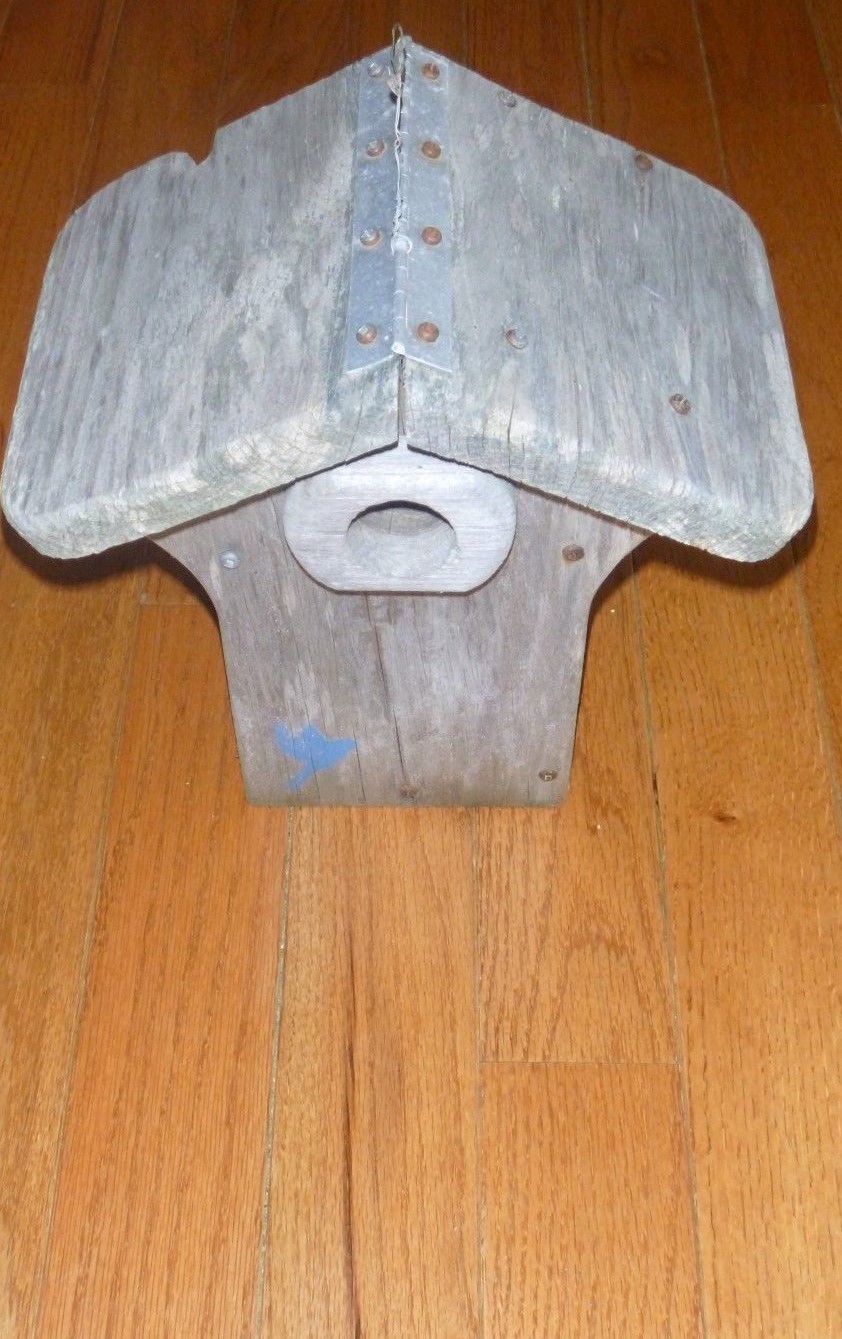 Primitive Weathered Wood  Wooden Bluebird Birdhouse