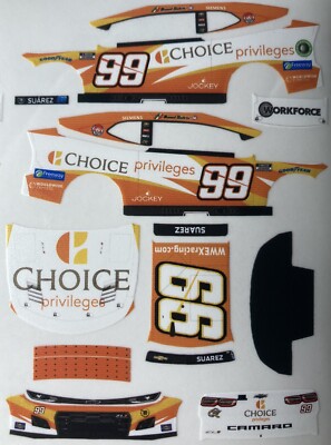 Custom 2024 Daniel Suarez #99 Choice Hotel 1/64 Scale NASCAR Peel & Stick Decals