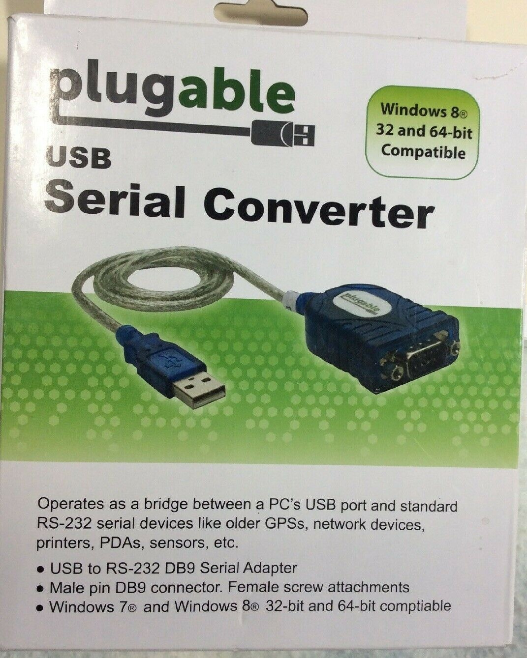 Plugable USB to Serial Converter,Connect a RS-232 Serial Device to USB 2.0 Port.