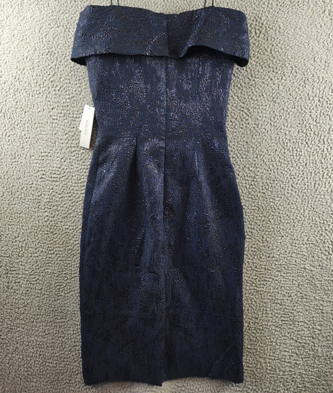 Teri Jon by Rickie Freeman Off-the-Shoulder Metallic Jacquard Dress Women's 2 - Picture 12 of 14