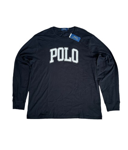 Polo Ralph Lauren Men's Black POLO Logo Crew-Neck Long