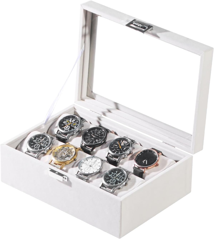 Bracelet Organizer Box Bangle Watch Jewelry Storage Case Glass Lid Display Tray