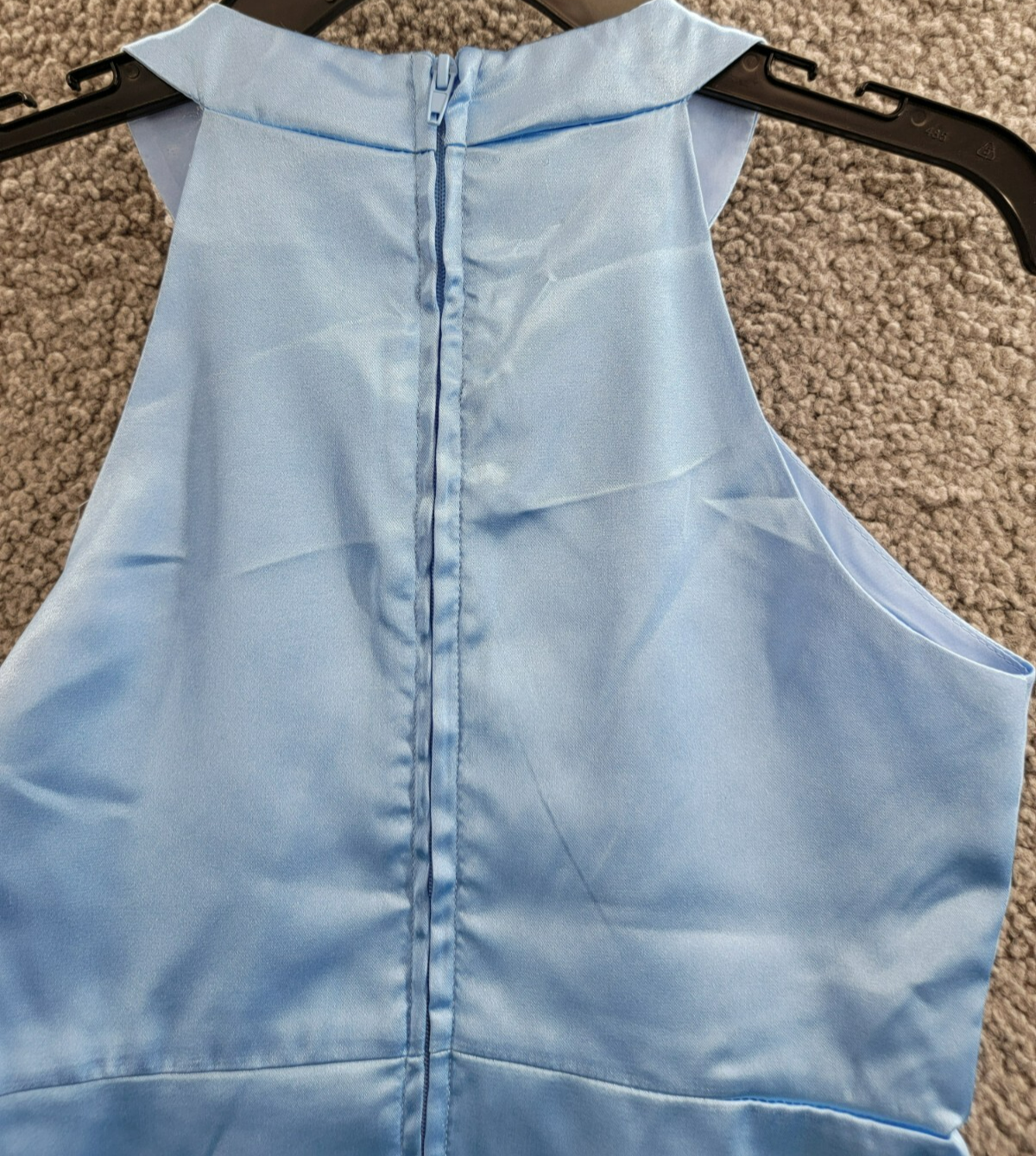 Rare Editions Sleeveless Imitation Pearl Halter Dress Big Girls 8 Blue Back Zip - Picture 15 of 17