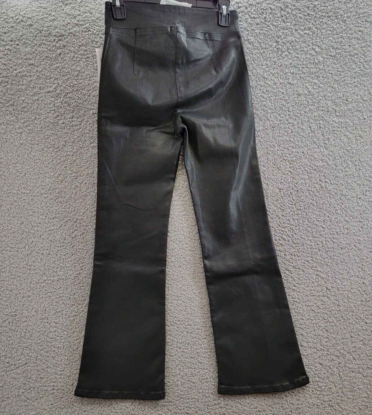 Frame Jet Set Pull On Pants Women's 0 Noir Coated Solid High Rise Elastic Waist - Picture 11 of 18