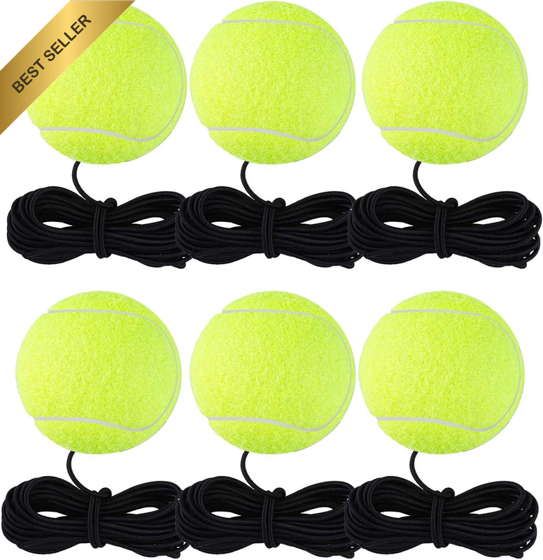 6 Pro Tennis Balls with Solo Trainer Ball on String Practice Equipment