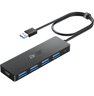 USB Hub 4 Ports, Multiple USB 3.0 Hub, USB A Splitter for Laptop With USB C