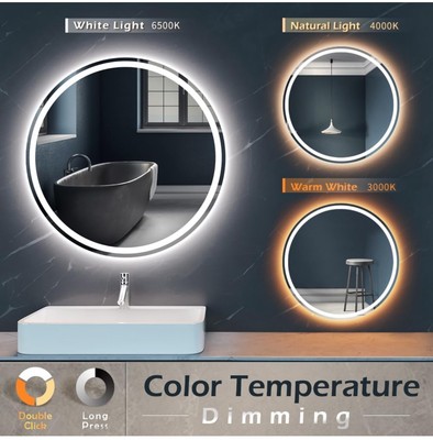 Bathroom Round LED Wall Mirror Demister Illuminated Light Up 600x600 Waterproof