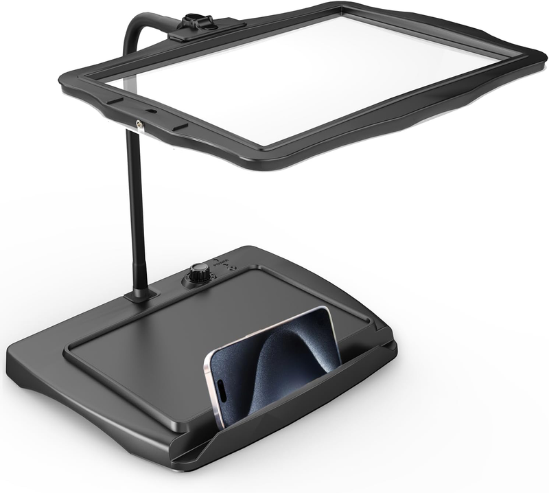 10X Magnifying Glass with Light and Stand – Large Page Magnifier with 48 LED Adj