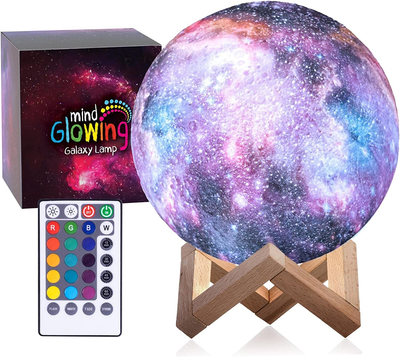 3D Galaxy Moon Lamp by Mind Glowing Cool Night Light for Kids 16 Colors Rem