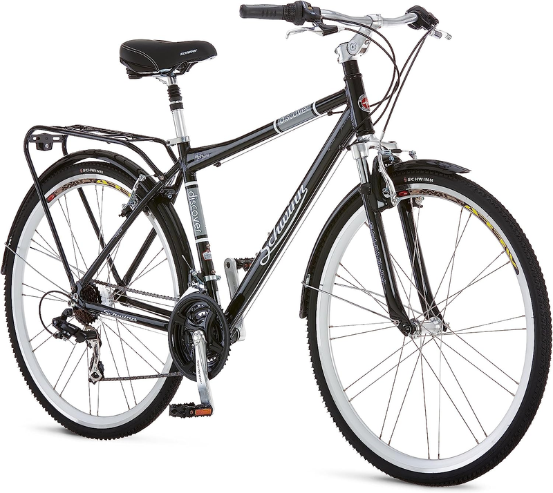 Discover Adult Hybrid Bike for Men and Women, 700C Wheels, 21-Speeds, Step-Throu