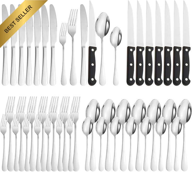 48 Pcs Silverware Cutlery Set Food-Grade Stainless Steel Flatware Set Mirror Pol