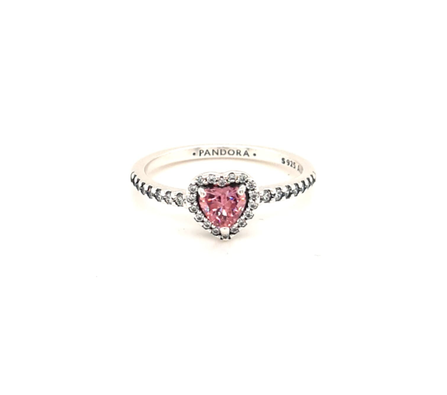 GENUINE PANDORA Elevated Pink Heart Halo Ring 198421C03 FREE