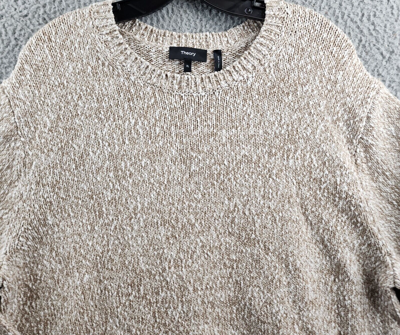 Theory Mauno Crewneck Sweater Men's XL Pumice Multi Ribbed Long Sleeve Pullover - Picture 3 of 14