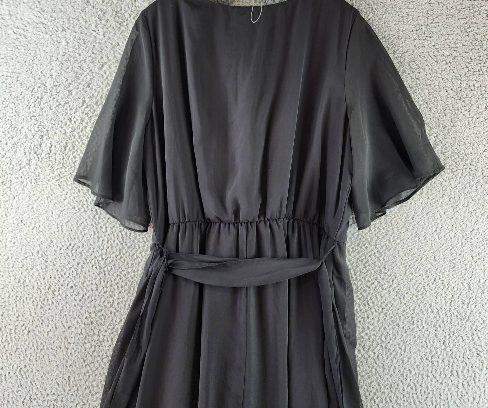 SLNY Fashions Ruffled Wrap Dress Women's 16 Black Surplice Neck Belted Pullover - Picture 15 of 16