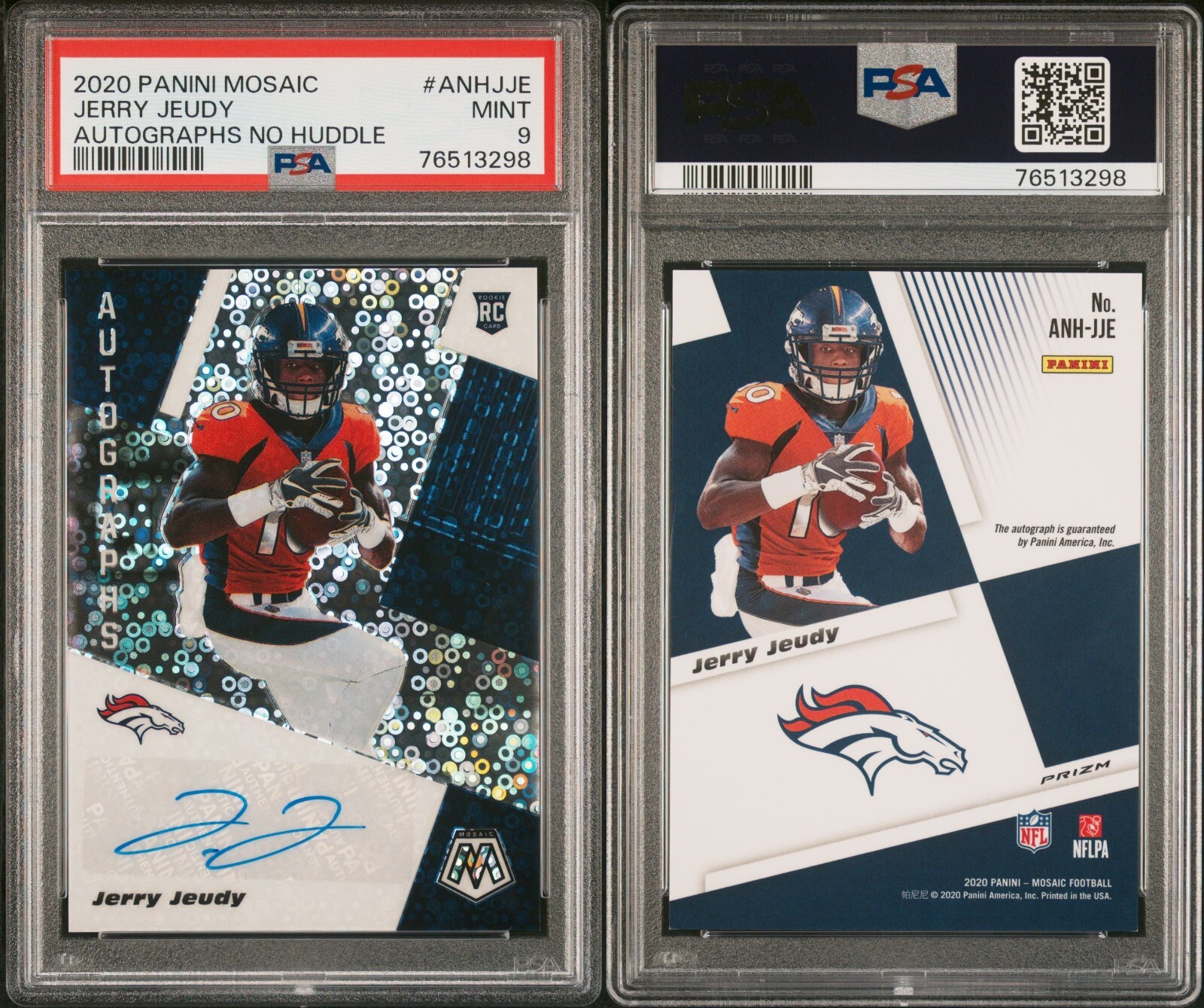 No buses 4枚セット　オマケ付き PSA 9 2020 Panini Mosaic Autograph No Huddle #6 Jerry Jeudy