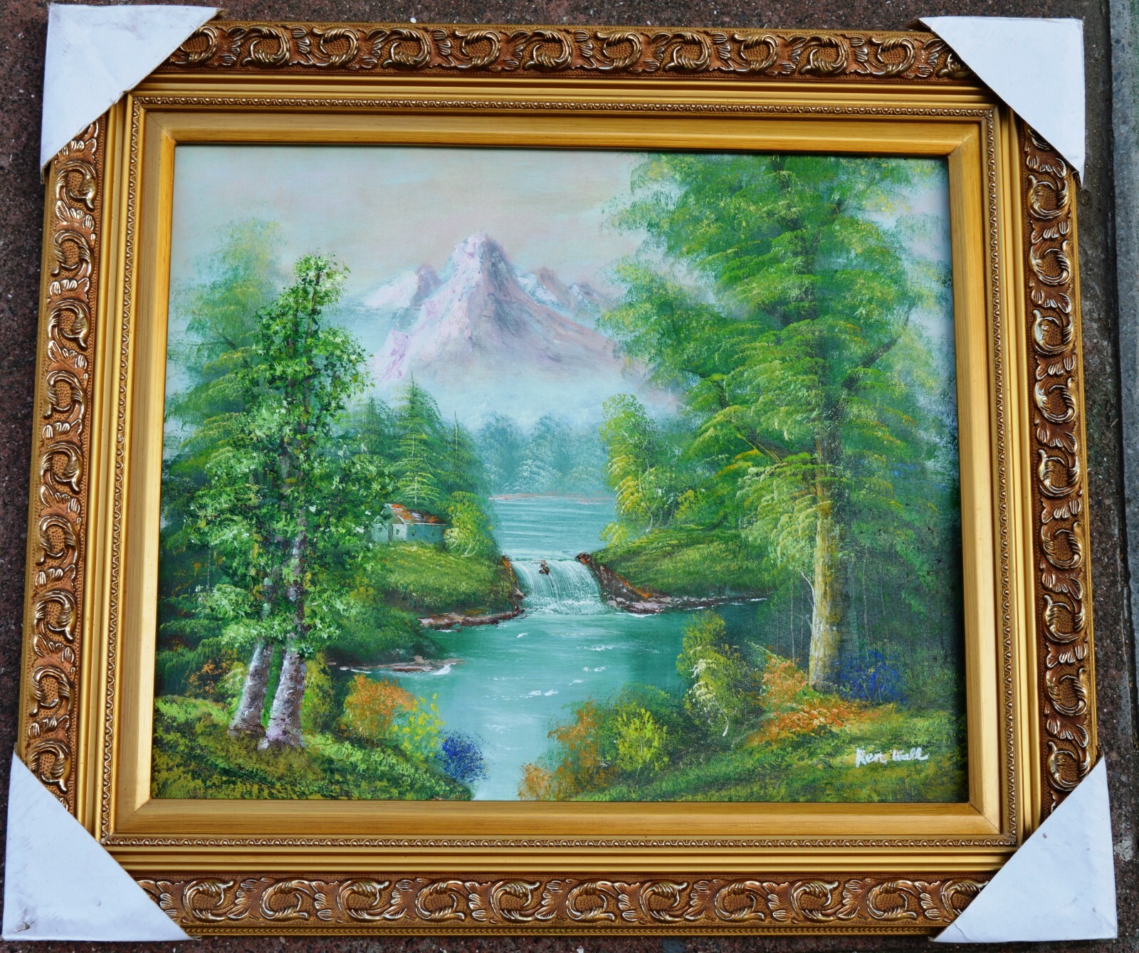 絵画 Mountain waterfall Amazon.com: Mountain Waterfall Print, Rocky Waterfall