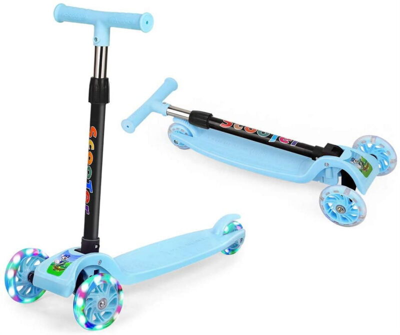 Kids Scooter 3 Wheel, 4 Adjustable Height, PU Flashing Wheels Scooter for