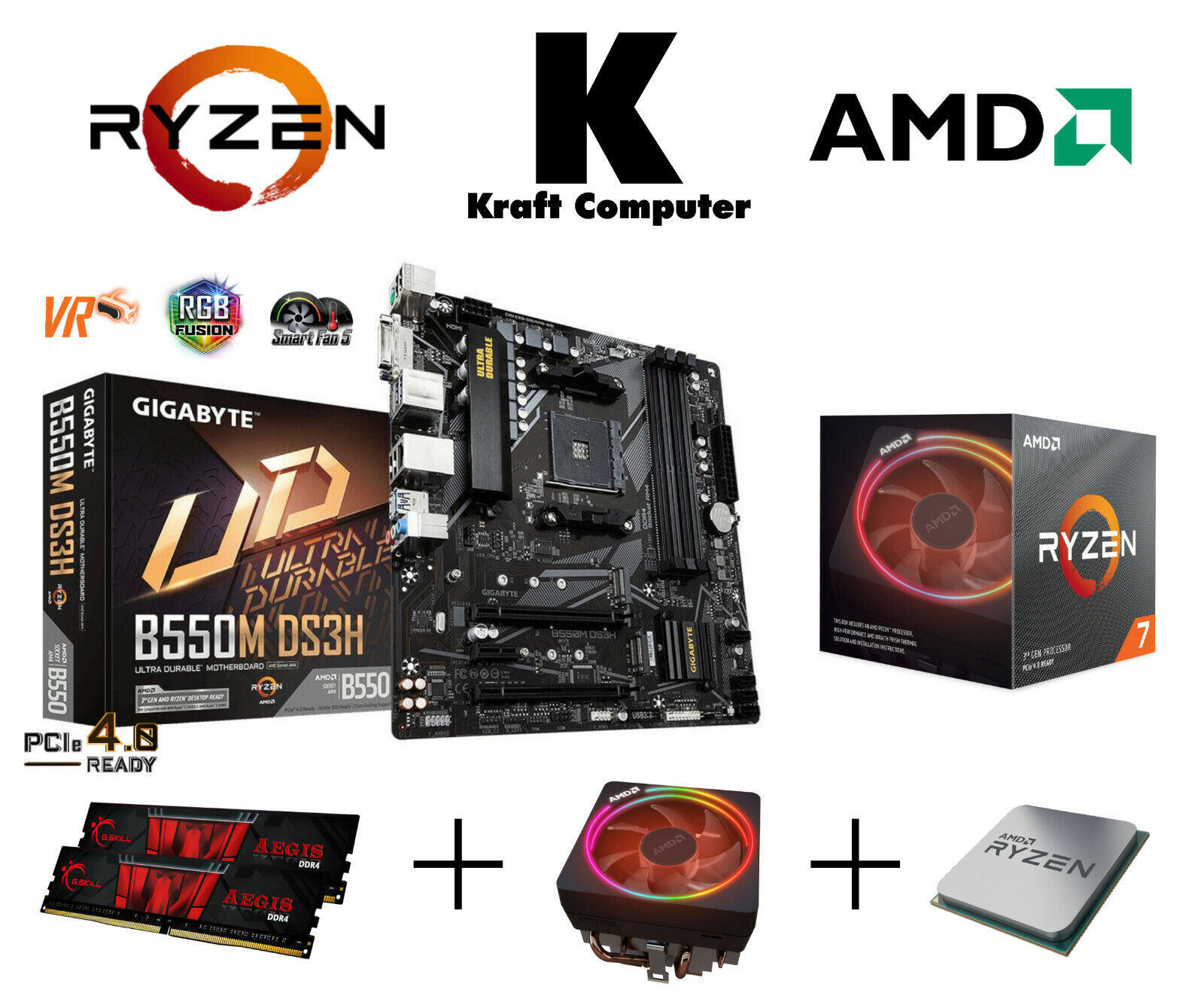 PC Bundle AufrüstKit Ryzen 7 3700X (8x4,4GHz) +Gigabyte B550M DS3H +16GB 3200MHz