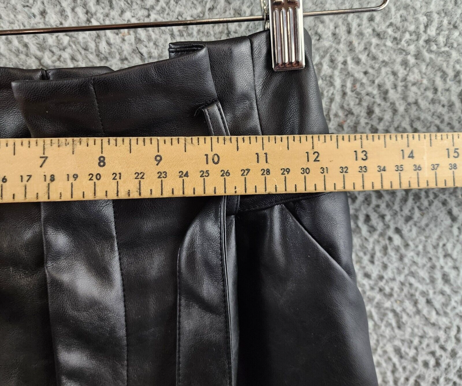 Lucy Paris Faux Leather Paperbag-Waist Pants Women's S Black Zip Fly Belt Loop - Picture 5 of 15