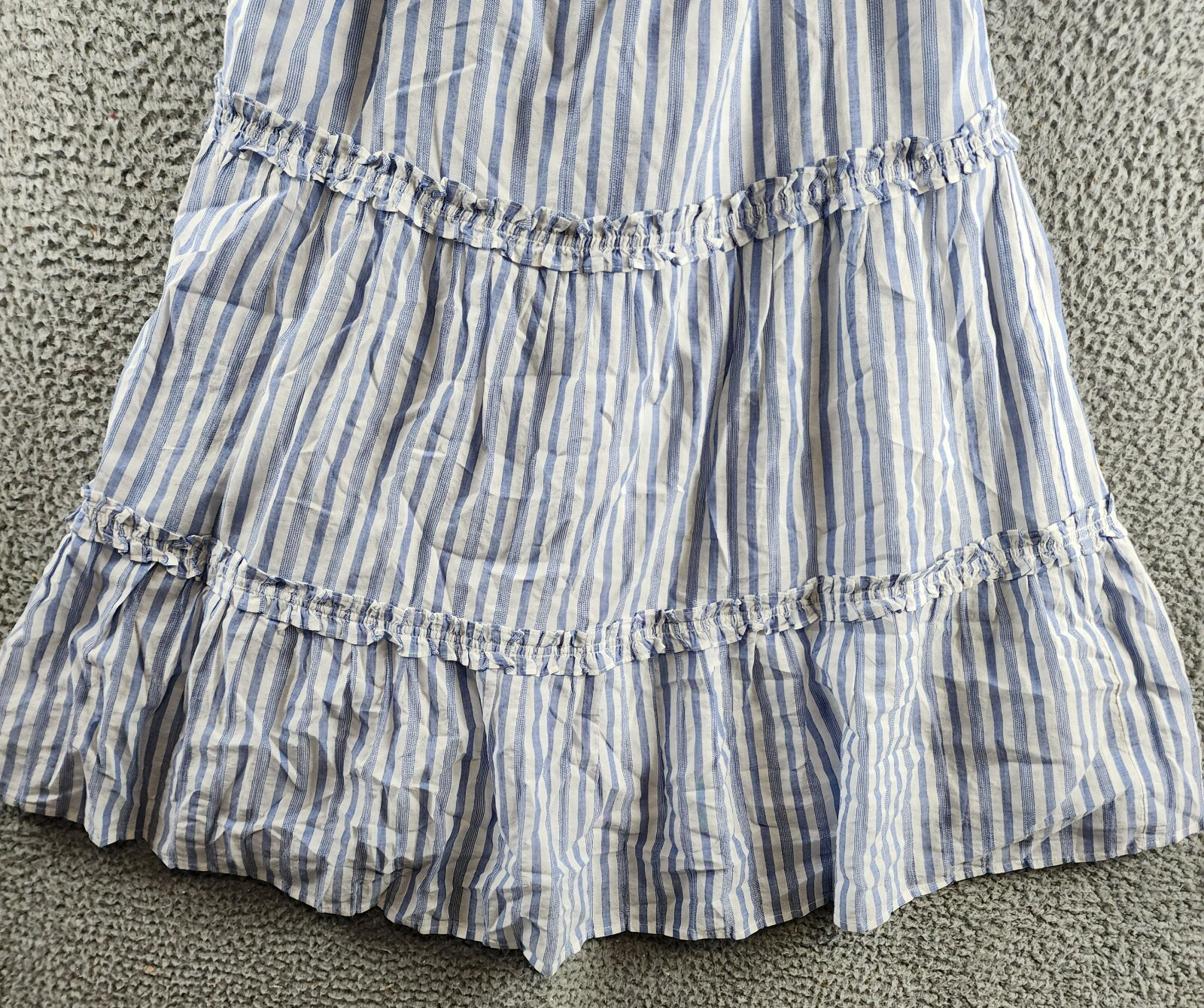 Rails Caralyn Stripe Ruffle Trim Dress Women's M White/Blue Shoulder Tie Closure - Picture 3 of 15