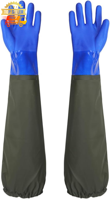 Waterproof Long Rubber Gloves - Oil, Acid, Alkali Resistant, Reusable