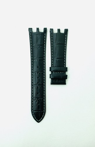 VERSACE WATCH STRAP, 29G , BLACK WITH GARY STITCHING , V