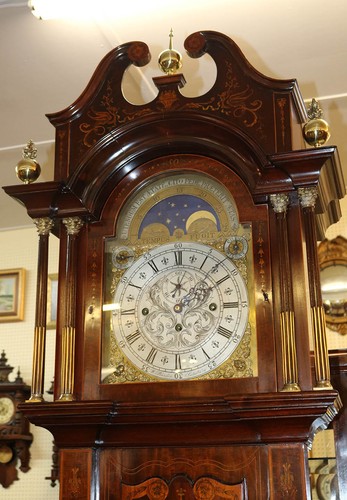 Massive Inlaid RJ Horner Grandfather Tall Case Clock 9 Tube 4 Tunes RESTORED