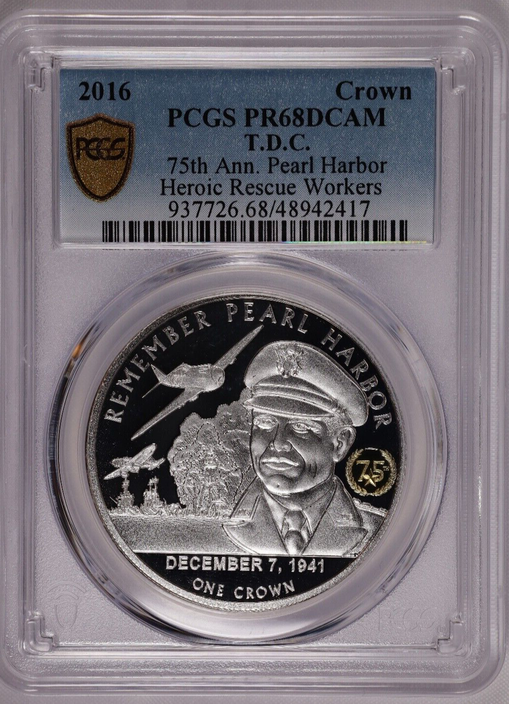 2016 TRISTAN DA CUNHA 1 CROWN 75TH ANNIV. PEARL HARBOR