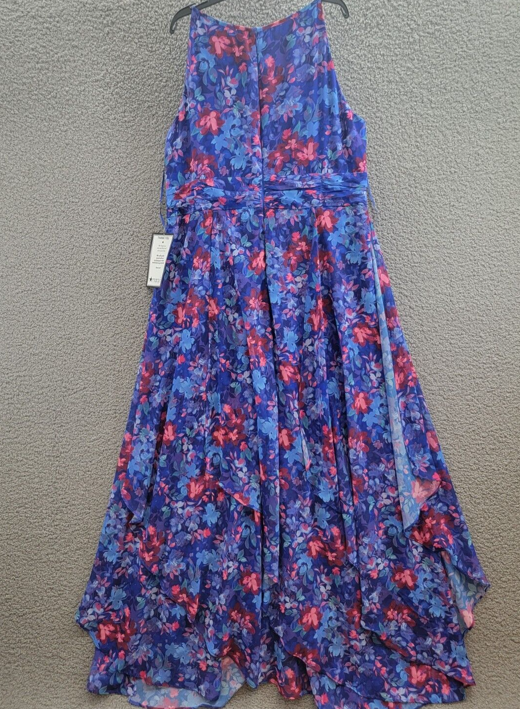 R & M Richards Plus Size Floral-Print Ruffled Maxi Dress Women's 16W Blue Multi - Picture 9 of 16